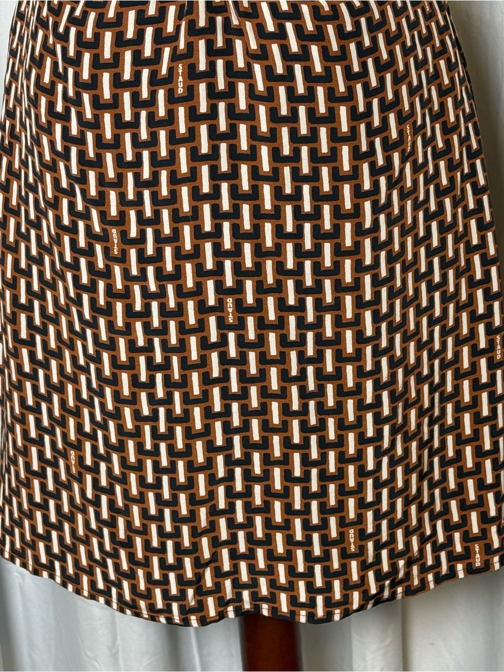 Staud Epona Mini Dress Medium NWT Basketweave Print Cutout Puff Sleeve Dress - Picture 7 of 16